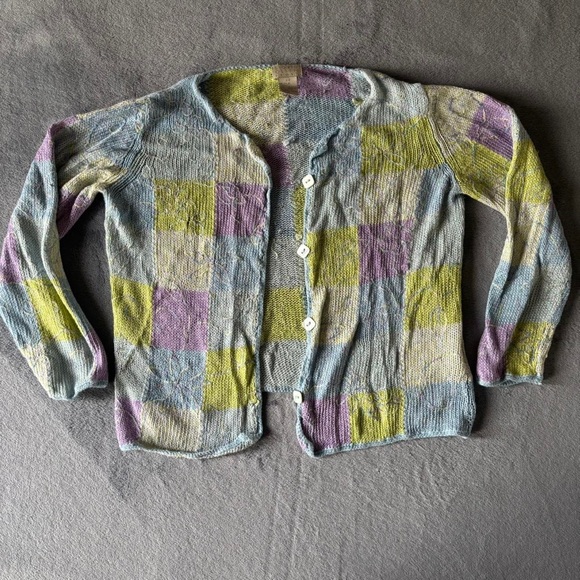 Patchwork Knit Cardigan Sweater